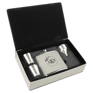 6 oz. Laserable Leatherette Flask Gift Set