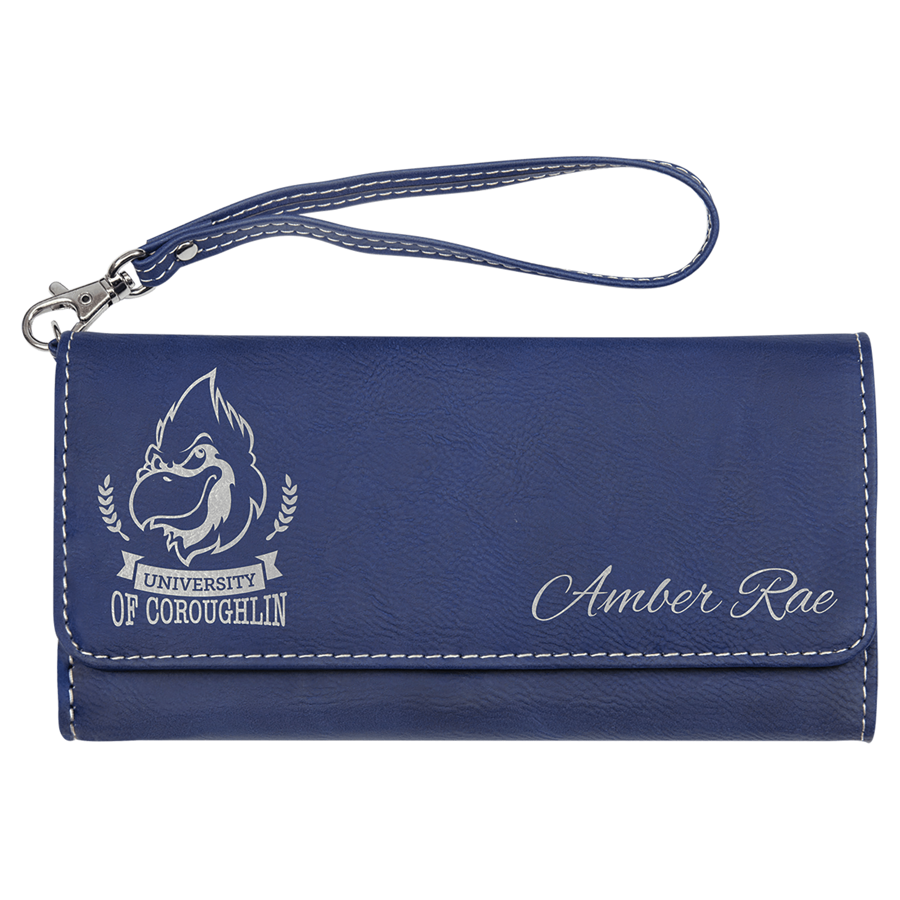 7 1/2" x 4" Laserable Leatherette Wallet with Strap